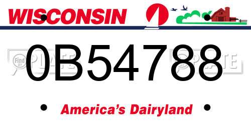 0B54788 Wisconsin License Plate