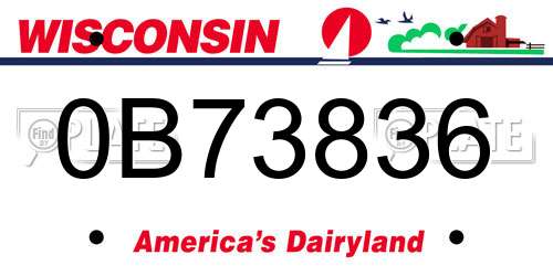 0B73836 Wisconsin License Plate