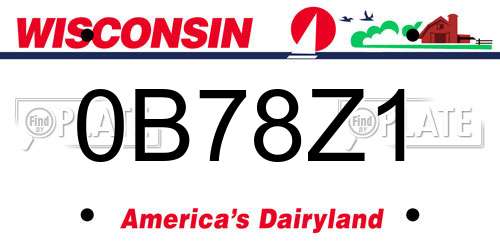 0B78Z1 Wisconsin License Plate