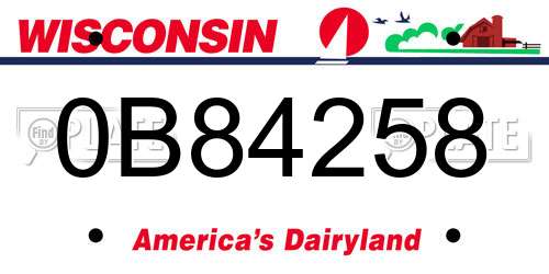 0B84258 Wisconsin License Plate