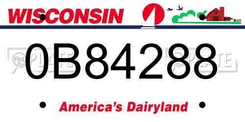 0B84288 Wisconsin License Plate