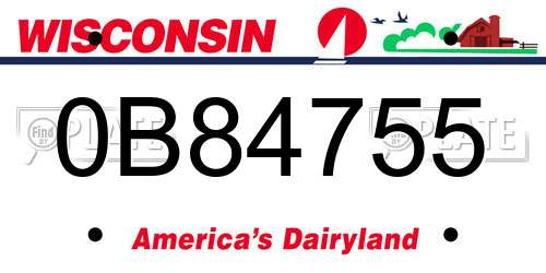 0B84755 Wisconsin License Plate