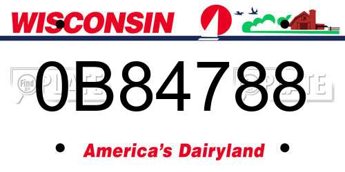 0B84788 Wisconsin License Plate