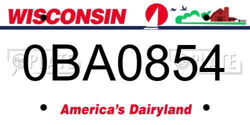 0BA0854 Wisconsin License Plate