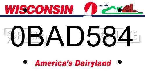 0BAD584 Wisconsin License Plate