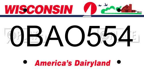 0BAO554 Wisconsin License Plate