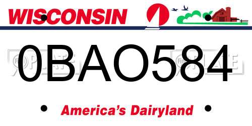 0BAO584 Wisconsin License Plate