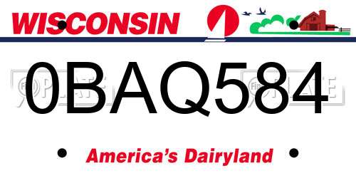 0BAQ584 Wisconsin License Plate