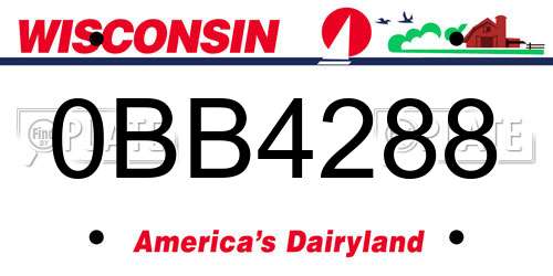 0BB4288 Wisconsin License Plate