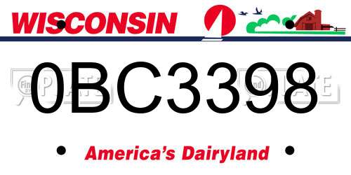 0BC3398 Wisconsin License Plate
