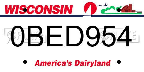 0BED954 Wisconsin License Plate