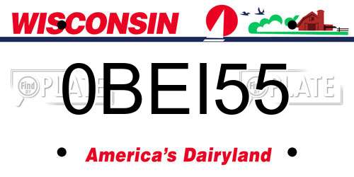 0BEI55 Wisconsin License Plate