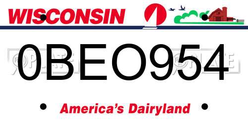 0BEO954 Wisconsin License Plate