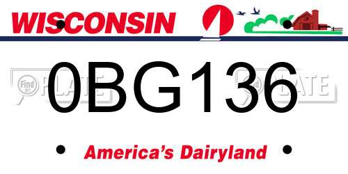 0BG136 Wisconsin License Plate