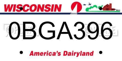 0BGA396 Wisconsin License Plate