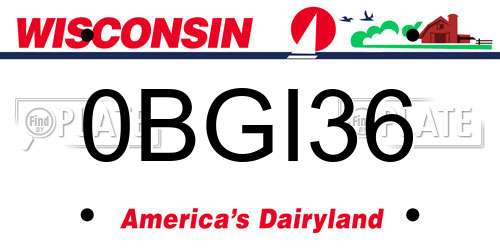 0BGI36 Wisconsin License Plate