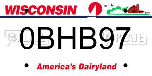 0BHB97 Wisconsin License Plate