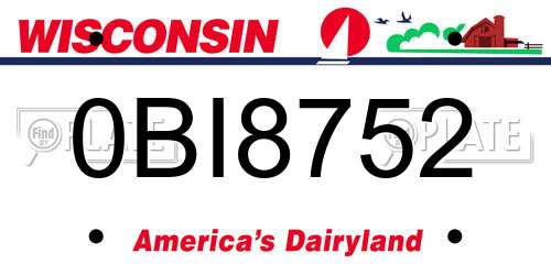 0BI8752 Wisconsin License Plate