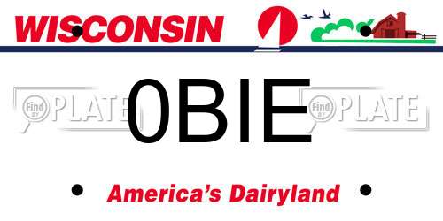 0BIE Wisconsin License Plate