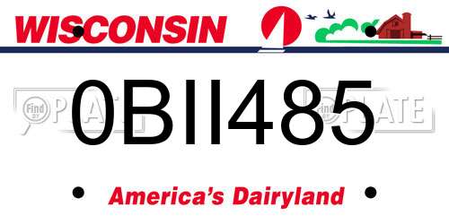 0BII485 Wisconsin License Plate
