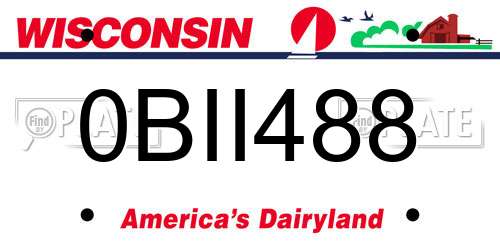 0BII488 Wisconsin License Plate