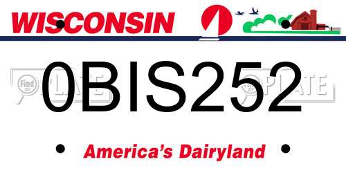 0BIS252 Wisconsin License Plate
