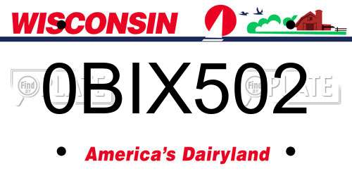 0BIX502 Wisconsin License Plate