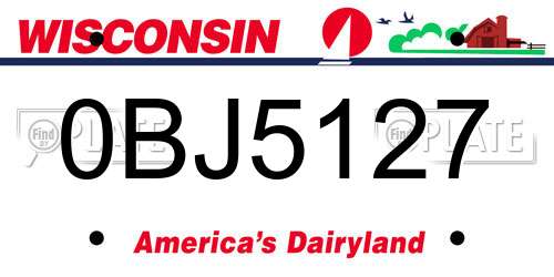 0BJ5127 Wisconsin License Plate