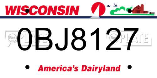 0BJ8127 Wisconsin License Plate