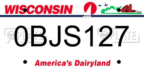 0BJS127 Wisconsin License Plate