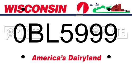 0BL5999 Wisconsin License Plate