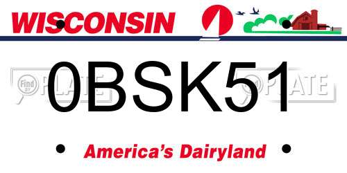 0BSK51 Wisconsin License Plate
