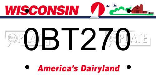 0BT270 Wisconsin License Plate
