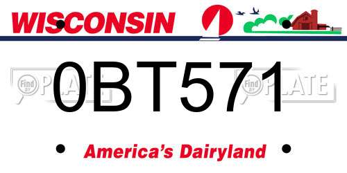 0BT571 Wisconsin License Plate