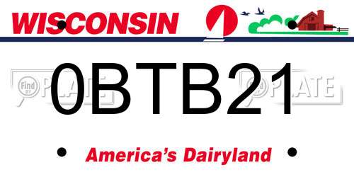 0BTB21 Wisconsin License Plate