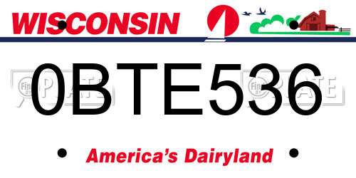 0BTE536 Wisconsin License Plate