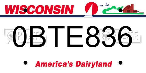 0BTE836 Wisconsin License Plate