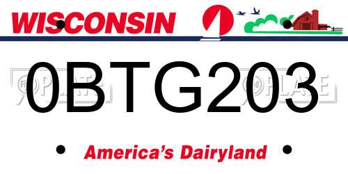 0BTG203 Wisconsin License Plate