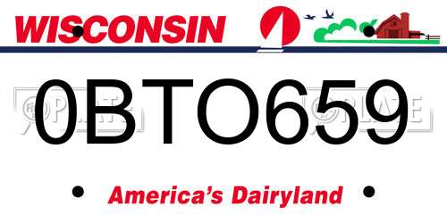 0BTO659 Wisconsin License Plate