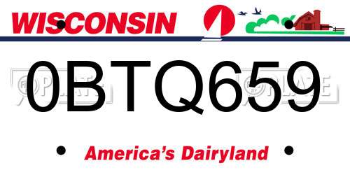 0BTQ659 Wisconsin License Plate