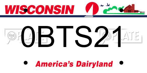 0BTS21 Wisconsin License Plate