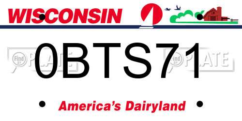 0BTS71 Wisconsin License Plate