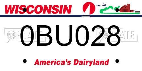 0BU028 Wisconsin License Plate