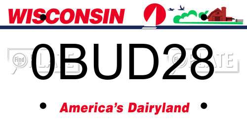 0BUD28 Wisconsin License Plate