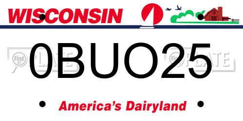 0BUO25 Wisconsin License Plate