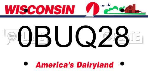 0BUQ28 Wisconsin License Plate