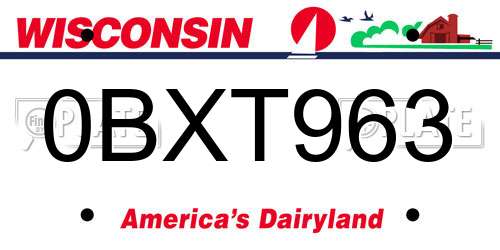 0BXT963 Wisconsin License Plate