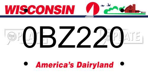 0BZ220 Wisconsin License Plate