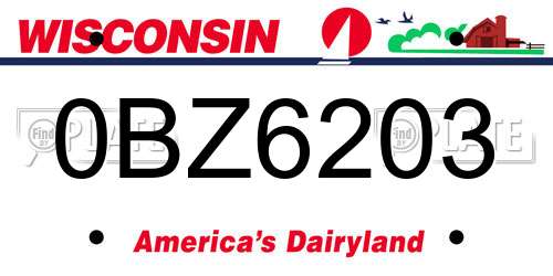 0BZ6203 Wisconsin License Plate
