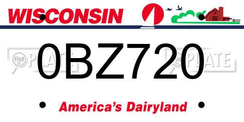 0BZ720 Wisconsin License Plate